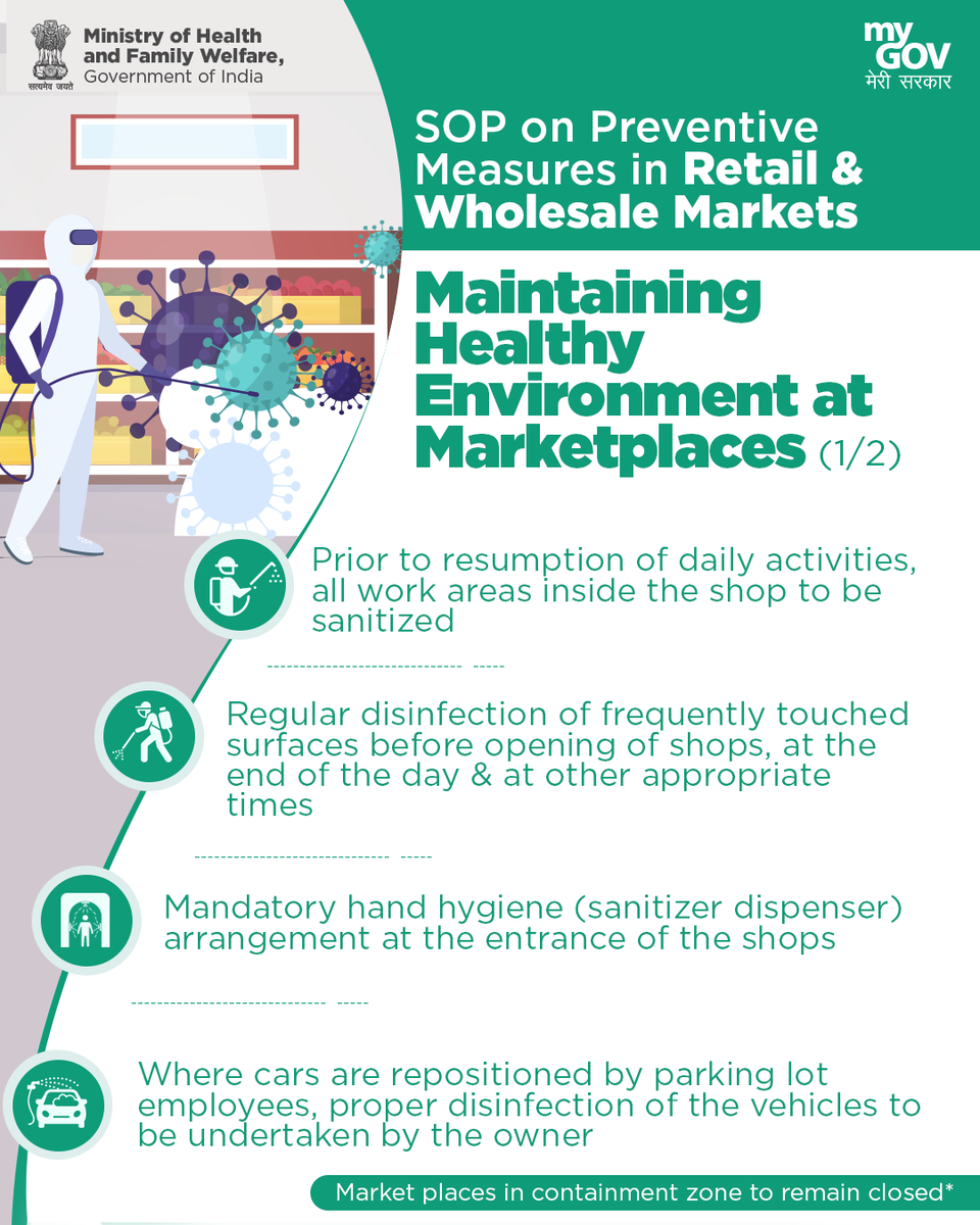 airnews_pb's tweet image. SOPs at Market Place by Ministry of Health and Family Welfare.

#AppropriateBehaviour