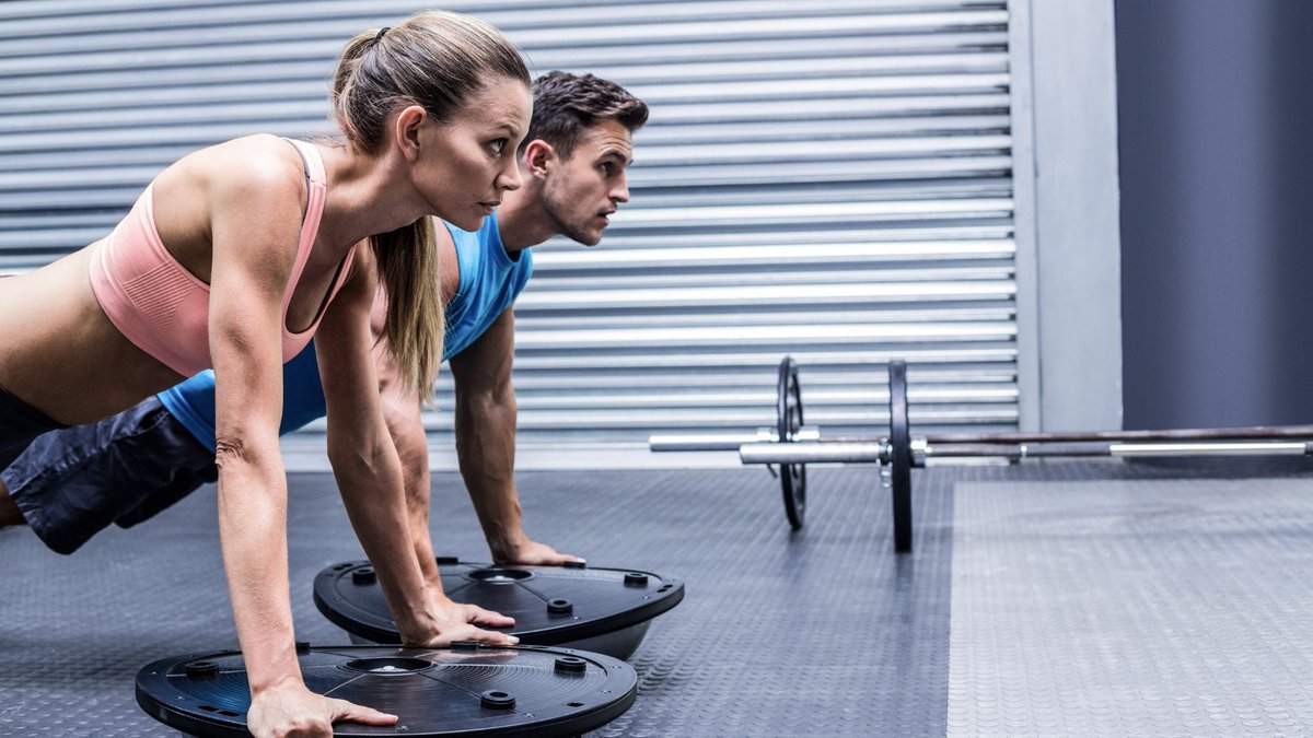 GYMBOSS's tweet photo. Looking to change things up? Give this 24 minute BOSU workout a try. A lot of people only use BOSUs for crunches, but, with a little imagination, you can use one to work pretty much every muscle in your body. https://t.co/HEcguJ8tG7 https://t.co/WD2F8ZoSQQ