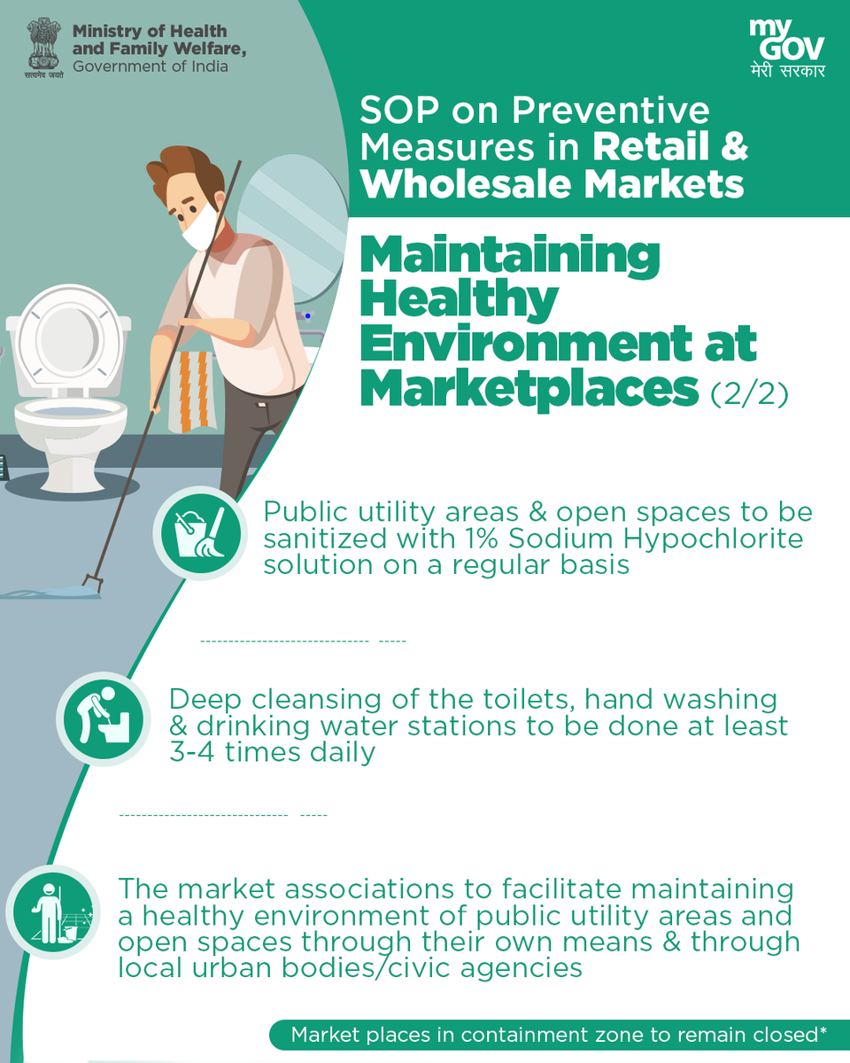 airnews_pb's tweet image. SOPs at Market Place by Ministry of Health and Family Welfare.

#AppropriateBehaviour