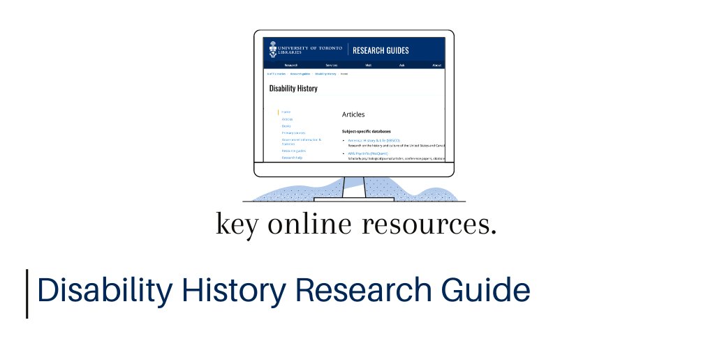 The Disability History Research Guide has databases, books, and digital exhibits to expand your understanding of disability rights and accessibility.  Start reading  #UofT:  https://guides.library.utoronto.ca/c.php?g=718504&p=5130588