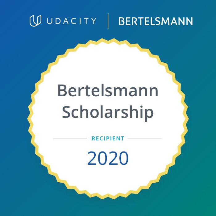 vivmost's tweet photo. Delighted to share that I have received the Bertelsmann Tech Scholarship for Cloud Track. I am super excited about the upcoming learning experience.
#PoweredByBertelsmann #UdacityTechScholars https://t.co/dTPkRzPkIx
