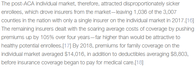 The ACA's insurance market regulations greatly inflated the problem of adverse selection by making it possible for individuals to wait until they developed high medical risks before purchasing insurance.  https://www.manhattan-institute.org/continuous-renewable-coverage-americas-health-insurance-system