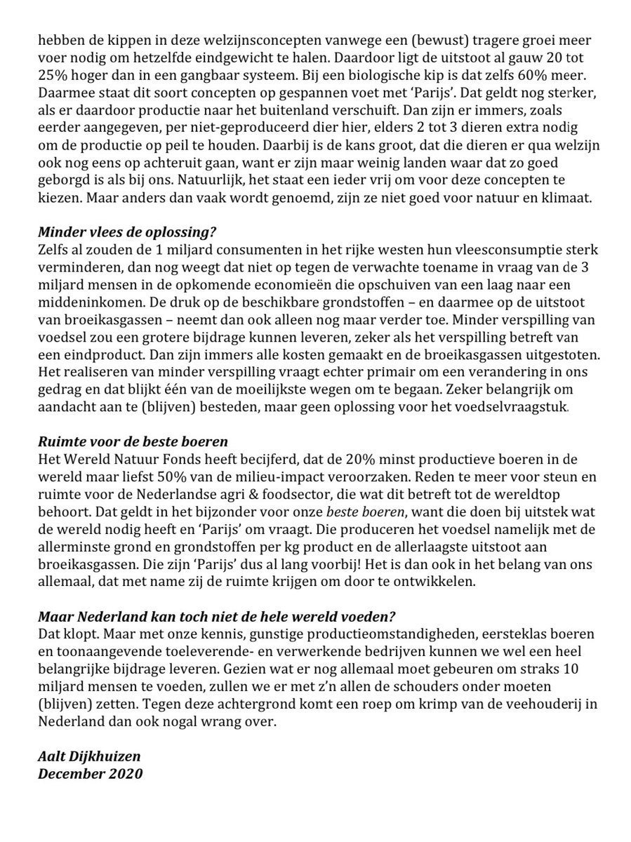 Alle ruimte voor de NL agri &amp; food sector, ihb voor de beste boeren. Zij doen wat de wereld nodig heeft: produceren het voedsel met de minste grond &amp; grondstoffen per kg product en de laagste uitstoot aan broeikasgassen. En ook nog eens top qua voedselveiligheid en dierenwelzijn.