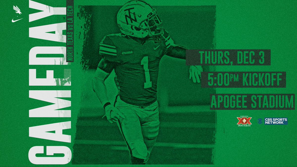 MeanGreenFB's tweet photo. Good morning, #MeanGreenFamily! It's #GAMEDAY!!! #BeatLATech #GMG #UNiTeNorthTexas

⌚️: 5 p.m. CT kickoff
🏟️: Apogee Stadiun
📺: @CBSSportsNet 
📻: @MGSNetwork 
📊: https://t.co/PJJBrqsEwn https://t.co/qhe9JszgWa