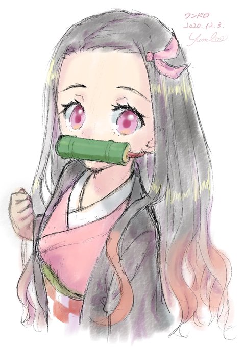 ゆんぼ🐶ホロクル11【E-28】さんがTwitterに投稿した竈門禰豆子(鬼滅の刃)のイラスト。
