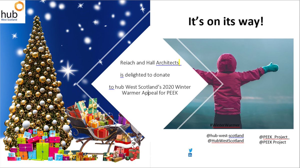 reiachandhall's tweet photo. Reiach and Hall Architects are delighted to support   @HubWestScotland and @PEEK_project_ #winterwarmer #reiachandhall #itsonitsway #hubwestscotland #peekproject https://t.co/M4Xu9jj7Bi