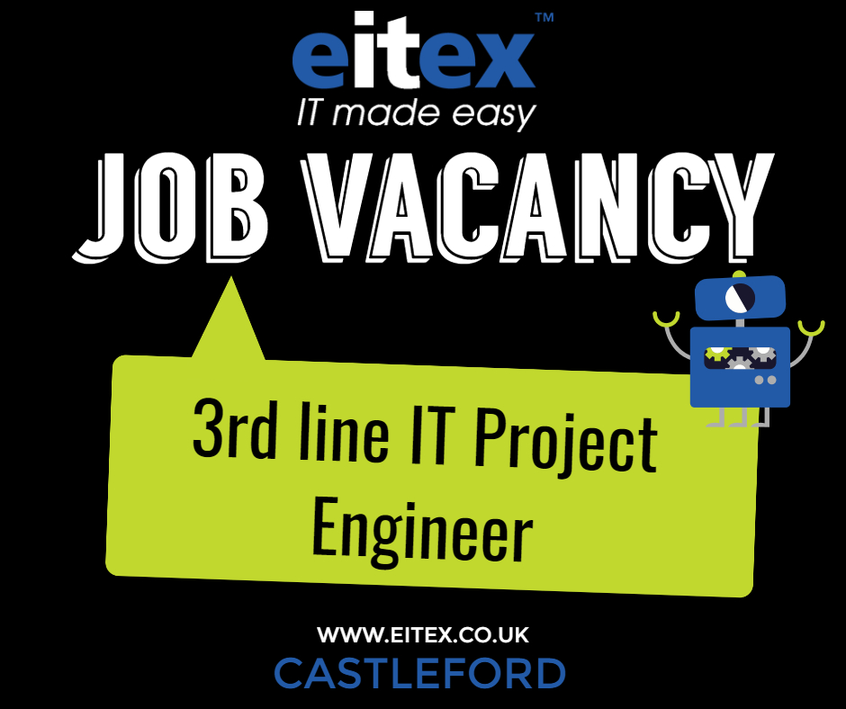Job Vacancy - 3rd line IT Project Engineer

3rd line IT Project Engineer to join our growing projects team, responsible for designing/implementing IT projects for small/medium size businesses.
See details: lnkd.in/dVGcap4
#jobadverts #ITsupport #jobadvertising #JobVacancy
