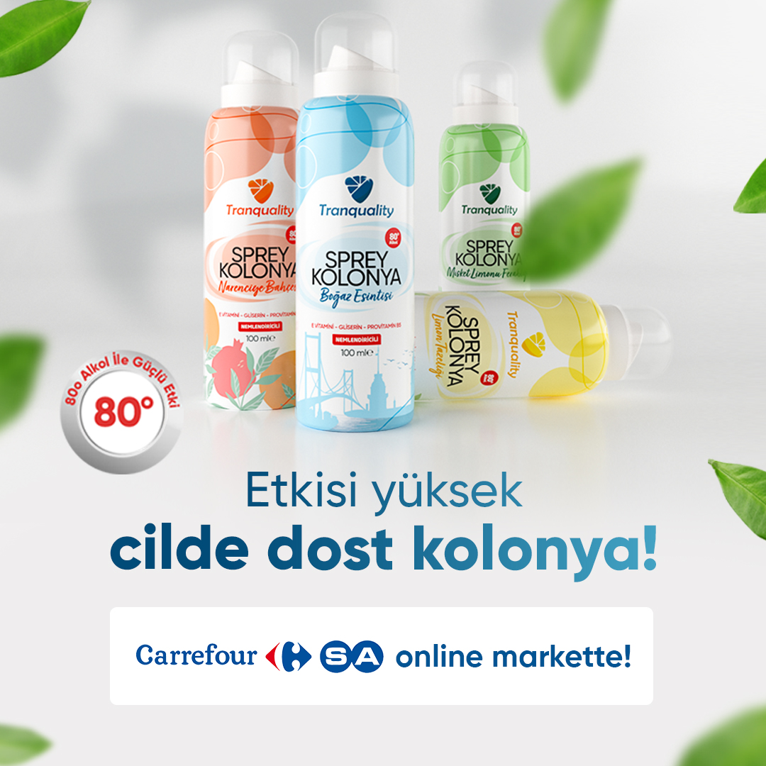 Tranquality Sprey Kolonya'ya artık "Carrefoursa Online Market" üzerinden ulaşabilirsin!
Etkisi yüksek, cilde dost kolonya Carrefoursa online markette seni bekliyor.
#cildedostkolonya #yeninesilkolonya #spreykolonya #kolonya #carrefour #carrefoursa