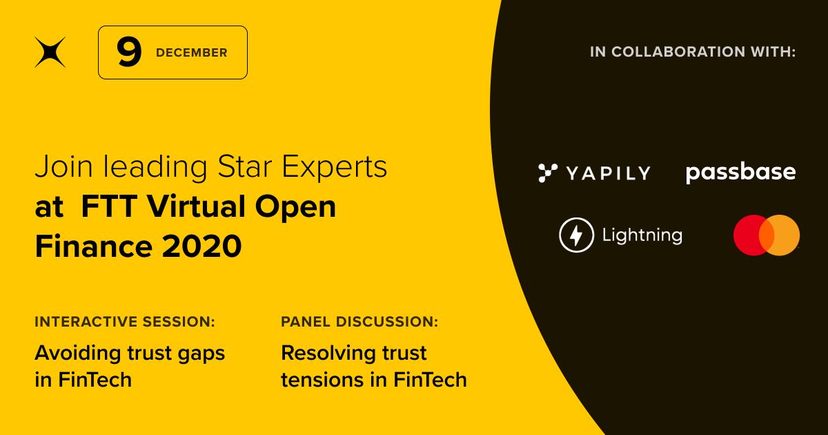 #FinTech is changing the world. Join Star Experts on 9 Dec. at FTT Virtual Open Finance 2020 where we’ll lead two sessions on building and growing trust across the #FinTech ecosystem. Register now. 
okt.to/KcJXfL