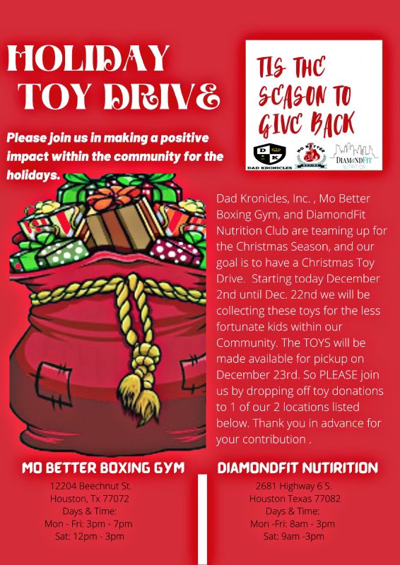boxing_mo's tweet photo. Help us make a difference in someone’s holiday season! Thanks in advance. #mobetterboxing #diamondfitnutrition #dadskronicles #SpreadLove #beablessing https://t.co/2nMshbJWl8