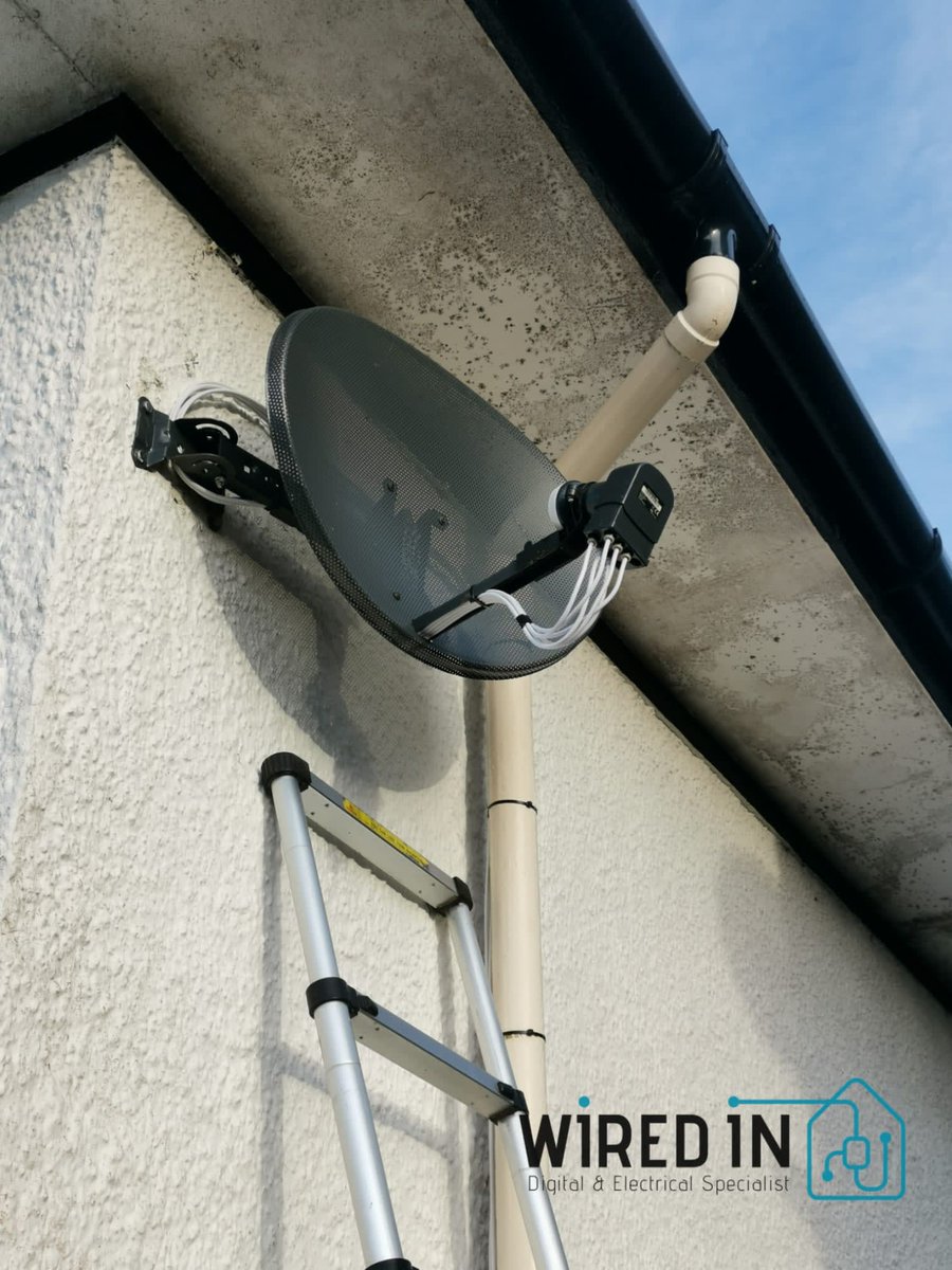 wiredinltd's tweet image. Satellite Dish installation with Octo LNB and new white coax shotgun sky cables ran to 3 rooms for SkyHD/Freesat.