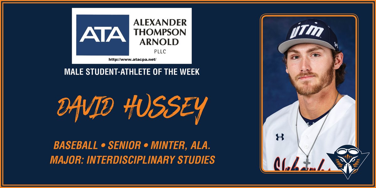 Congratulations to the ATA Male Student-Athlete of the Week: David Hussey from @UTMBase! https://t.co/xYelbv2EDB
