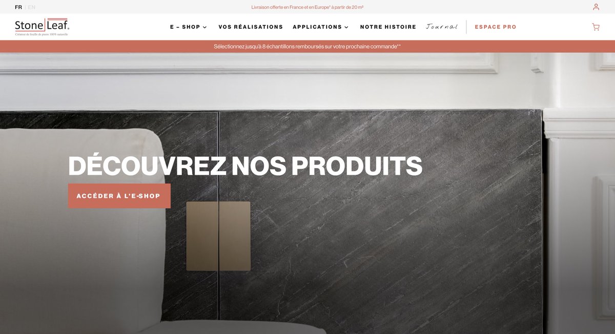 Stoneleaf_'s tweet photo. StoneLeaf lance son nouveau site internet !
___

StoneLeaf has just launched its new website !

https://t.co/SVLY1z8uTZ

#stoneleaf #feuilledepierre #mineral #revetement #design #nouveauté #new #eshop #online #shop #newwebsite #enligne #flexible #léger #fin #archilovers https://t.co/BHpcpJNbqC