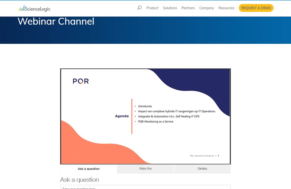 PQRnl's tweet image. Webinar &apos;Met Monitoring as a Service naar optimale bedrijfsresultaten&apos; gemist? Kijk het hier terug hubs.ly/H0BZ6X20 Of ga voor meer informatie over PQR Monitoring as a Service naar hubs.ly/H0BZ9TQ0 

#rustmakers #monitoring #itops #sciencelogic