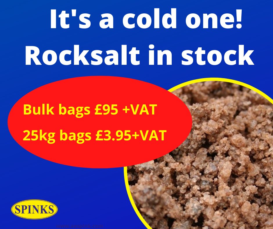 ae_spink's tweet image. ❄️We&apos;re in for a cold spell this weekend❄️ Are you prepared?  We have plenty on #rocksalt in stock. Order now from #Spinks.