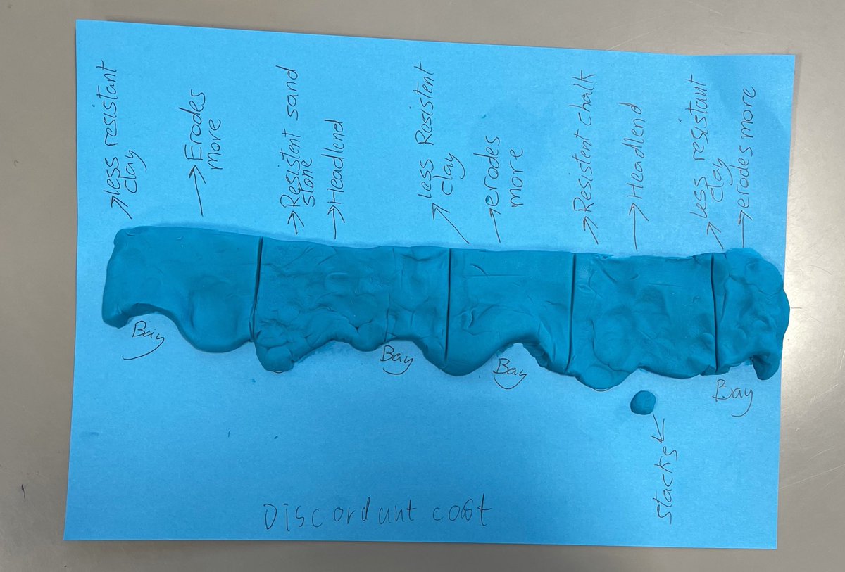 SarahGeography's tweet image. Very proud of my Year 10s! Demonstrating their learning using play doh! Erosional landforms have never been so much fun!