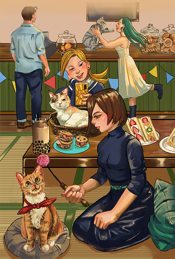 JayPeeep's tweet photo. The full version of my piece for @proherozine ! I drew the  Pussycats team relaxing at a cat café~! 
Leftovers of the zine and merch are available to purchase at https://t.co/KZYQMWUobO . And of course all funds will be donated to Doctors Without Borders (MSF) ! https://t.co/dqQ4JazRL1
