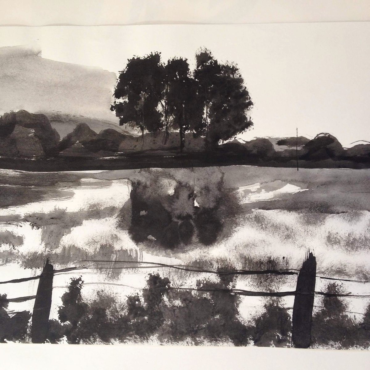 Another piece from my time at Uni. We had to do a series of pieces, without removing our brush from the paper.

instagram.com/p/CIWYfLegSC4/…

#art #artist #artists #ArtistOnTwitter #artwork #artoftheday #painting #indianink #indianinkpainting #artdegree #landscape #landscapepainting