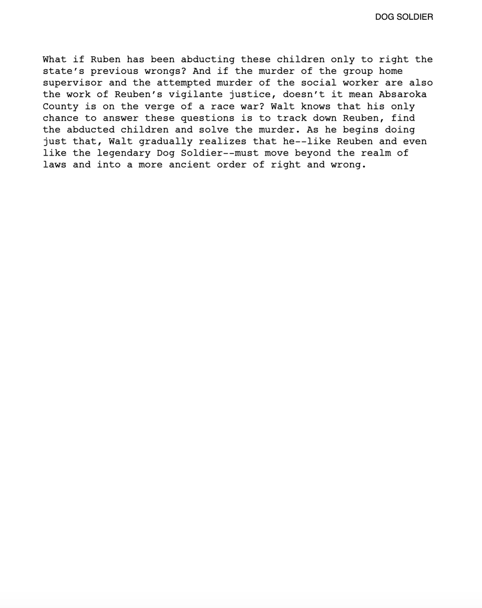 My first document to turn in for my "Dog Soldier" episode was a summary for the studio/network: the dramatic situation of the ep, how it unfolded (without giving away the end), & why it mattered. Good practice for distilling the drama of an episode to its essence.