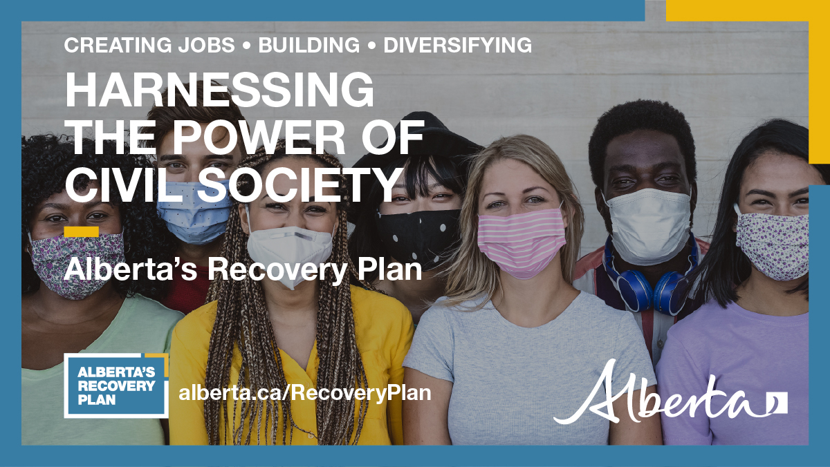 YourAlberta's tweet photo. We're launching a new fund to expand the capacity of civil society and support the sector's recovery.

Applications are open for charities, not-for-profits and volunteer groups, as well as First Nations &amp; Metis Settlements, to submit funding proposals: https://t.co/jEnx0OnYd2 https://t.co/XCjG58bNGl