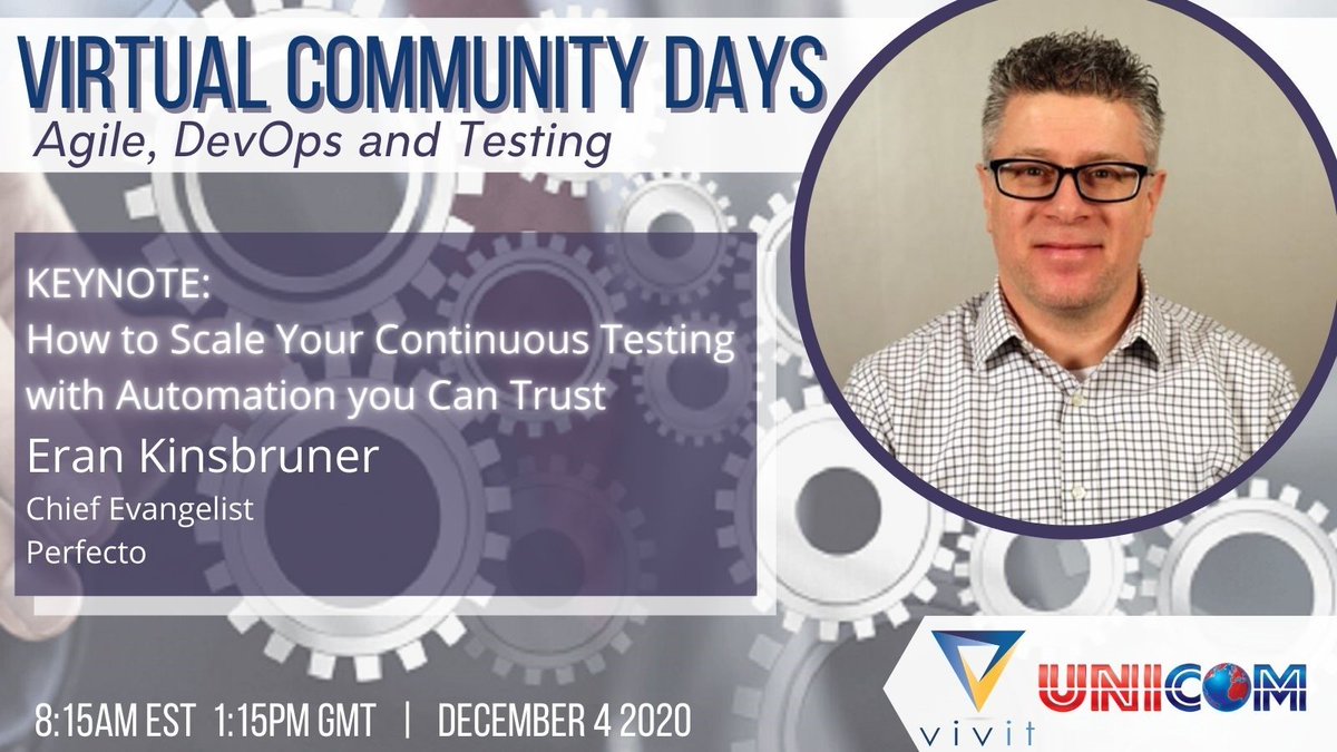 RhondaQuaranta's tweet image. #VirtualCommunityDays announces @Perfecto , CEO, @ @ErinKinsbruner as 1 of our Day 4 speakers. Don&apos;t miss his session: How to Scale Your Continuous Testing with Automation you can Trust on 12/4. Register for free today!  bit.ly/3mz1WhZ