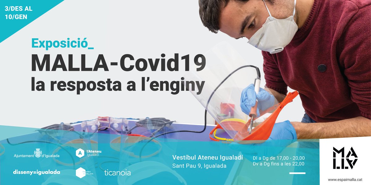 MALLAProjecte's tweet image. Exposició MALLA-Covid19
Descobreix la iniciativa interdisciplinar i popular sorgida a la Conca d’Òdena per a col·laborar amb el sistema sanitari en la lluita contra el #Covid19. @ajigualada @igualadiateneu @mallaprojecte @ticanoia @makersigualada @dissenyigualada