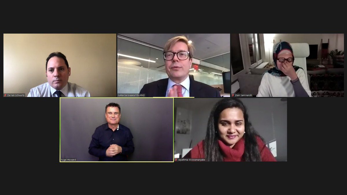 The picture shows the United Nations Secretary-General's Envoy on Youth Jayathma Wickramanayake attending the Convention on the Rights of Persons with Disabilities (CRPD) High-level Side Event together with representatives from the co-organizers.