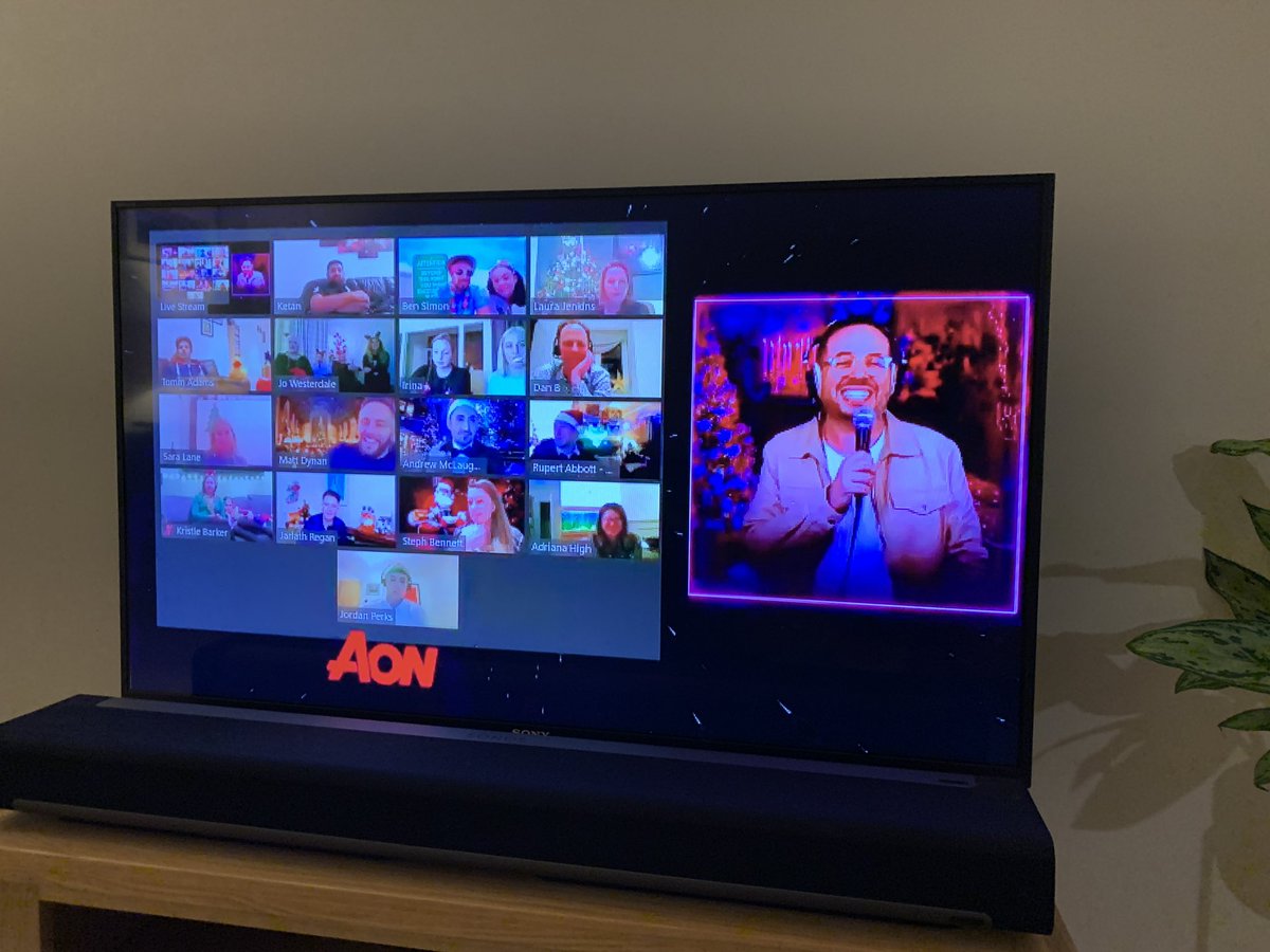 Hats off to <a href="/Aon_UK/">Aon UK</a> for our #bignightin - amazing line up and 2000+ colleagues watching live #lifeataon