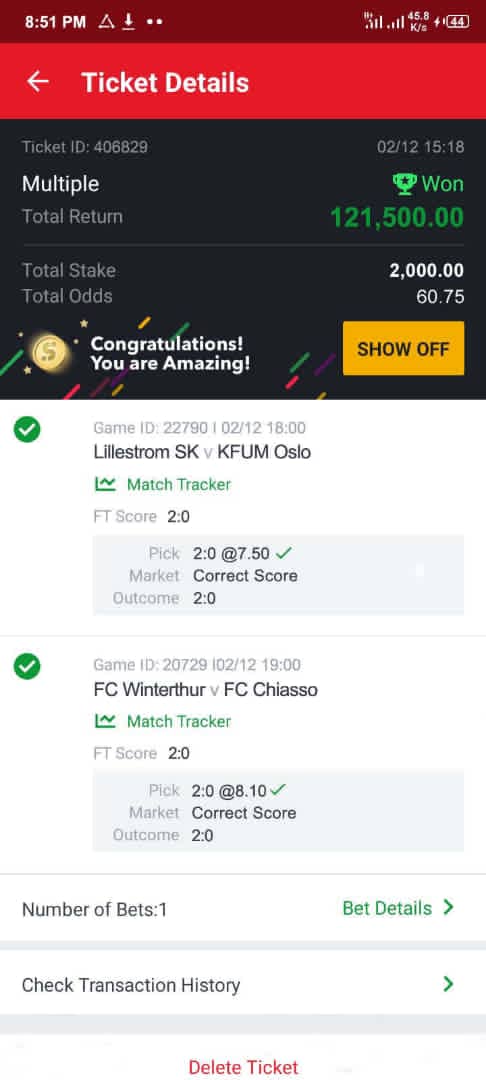 WisdomLegit's tweet image. This man stake with 2k and won 121k