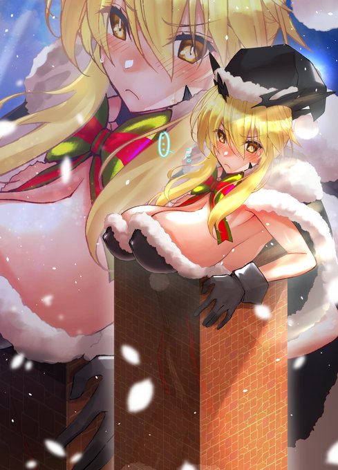 黒乳上サンタ(オルタ)は煙突を通れない  #FGO #今日のらくがき カラー練習300枚チャレンジ:299/300 