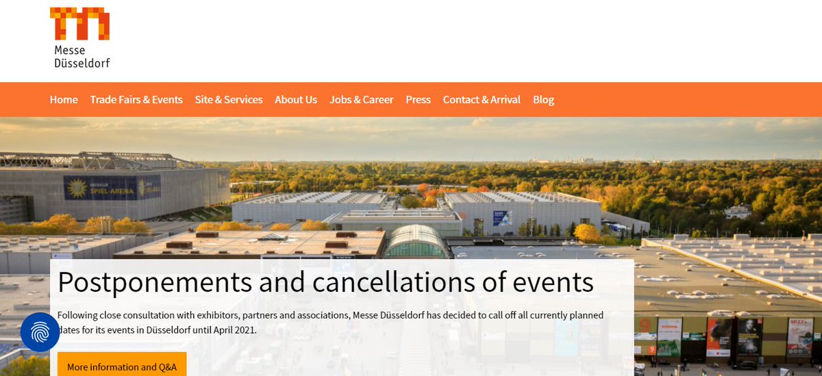 Messe Düsseldorf <a href="/MD_GmbH/">Messe Düsseldorf</a> annonce le report de tous ses salons prévus jusqu'en avril 2021 dont l'<a href="/interpack2023/">interpack</a> et la <a href="/drupa/">drupa</a>