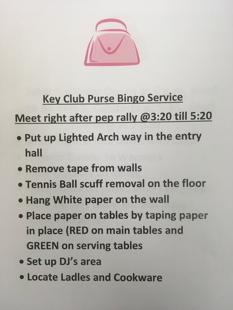 PNG_Key_Club's tweet photo. Service opportunities for Purse Bingo! https://t.co/aX1OPRX2hi