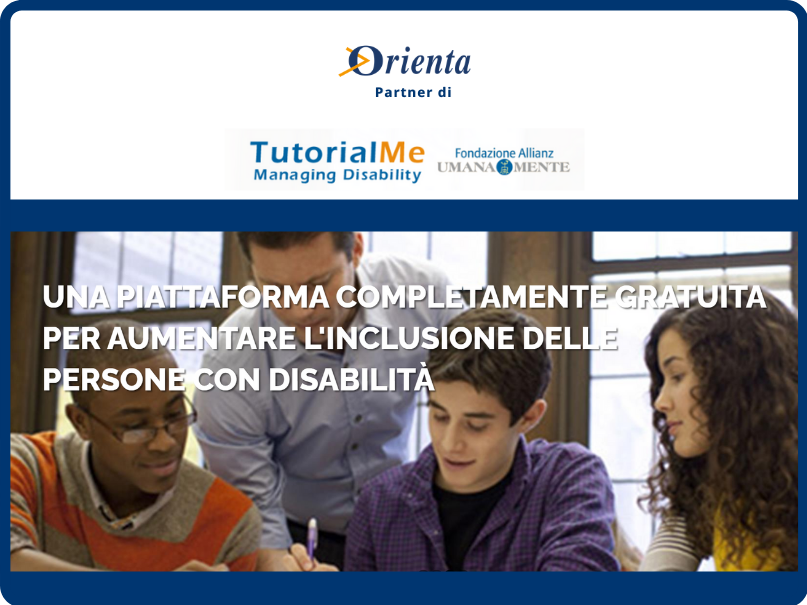 Orienta SpA (@orientaspa) on Twitter photo In occasione della Giornata Internazionale delle persone con disabilità, #Orienta è al fianco della Fondazione Allianz Umanamente che, con il progetto Tutorial Me Managing Disability, sostiene le persone con disabilità nel loro inserimento nel mondo del #lavoro. 
#inclusione In occasione della Giornata Internazionale delle persone con disabilità, #Orienta è al fianco della Fondazione Allianz Umanamente che, con il progetto Tutorial Me Managing Disability, sostiene le persone con disabilità nel loro inserimento nel mondo del #lavoro. 
#inclusione