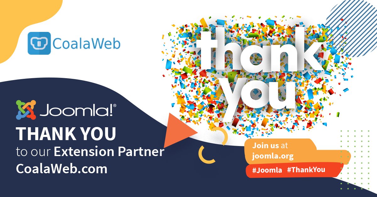 joomla's tweet image. A big shout out THANK YOU to our Extension Partner @CoalaWeb for your support! You guys rock! 
#Joomla #ThankYou #ExtensionPartner #grateful #OpenSource  
coalaweb.com