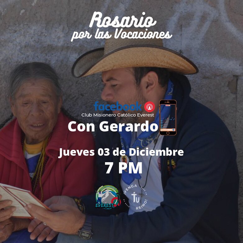 c_m_Everest's tweet photo. Nos vemos hoy a las 7 pm por Facebook Club Misionero Catolico Everest 🤩 https://t.co/6d83EJVRsE