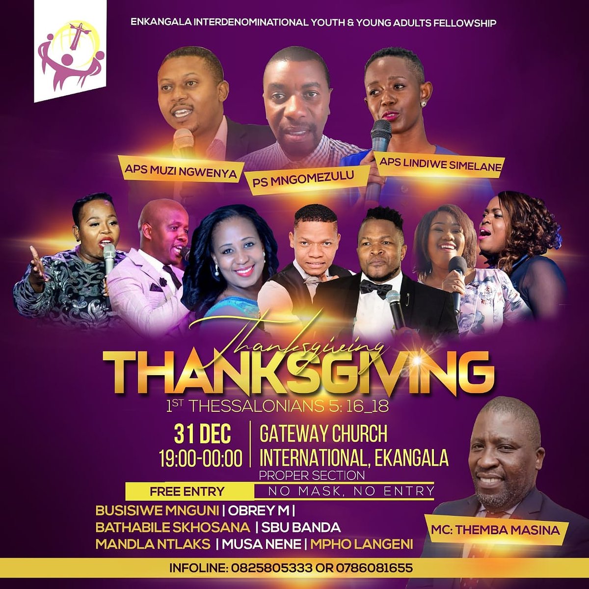 GangstaBRecords's tweet photo. On 31 Dec 2020 @musanenemusic will be performing at the Gateway Church International in Ekangala from 19:00 - 00:00 Free Entry (No Mask - No Entry)
.
.
.
.
.
#musanene #ibelieve #Gospel #GospelMusic #gospelartist #SouthAfrica #SouthAfricanMusic #Africa https://t.co/gCb3WMkisH