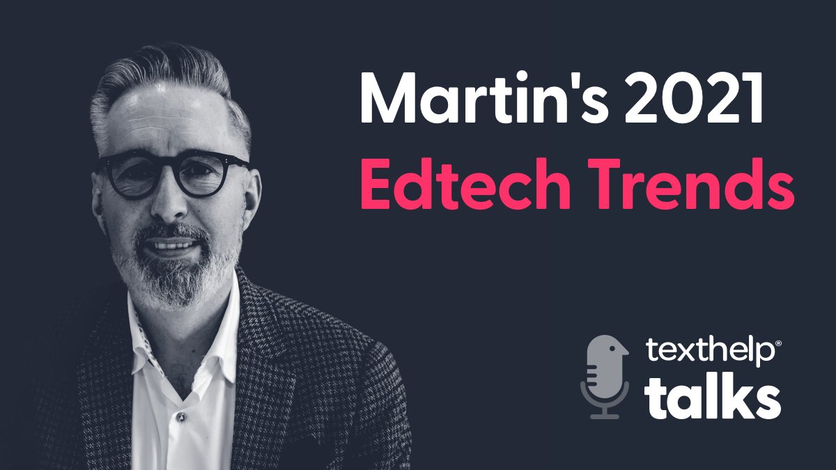 jodi_burr's tweet image. On this episode of the #TexthelpTalks podcast you'll hear from our CEO @MartinMckay as he looks forward to 2021. Hear him chat about what trends are going to be big in the #edtech arena, and what we've learned from 2020 and the #Covid19 pandemic. okt.to/7QgTR6