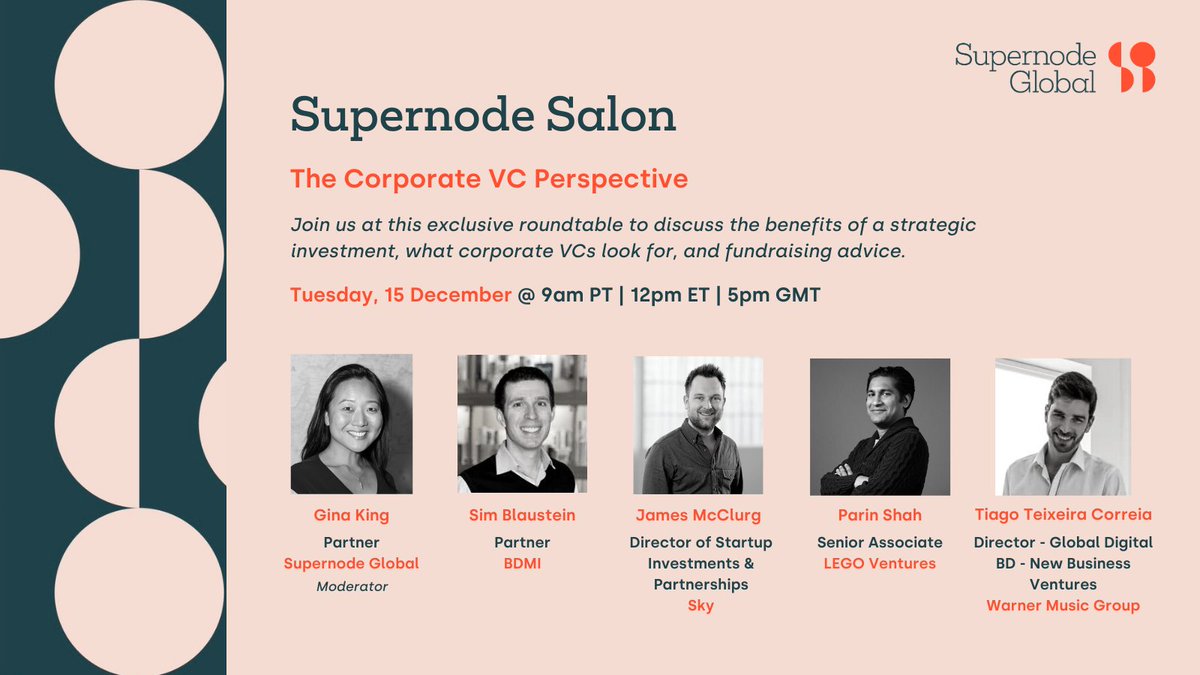 Introducing Supernode Salon, our event series! If you’re a MediaTech startup, you can join our first roundtable on 15 December. The theme will be fundraising, specifically from the corporate VC perspective. Head to supernodeglobal.com to apply (it’s free).