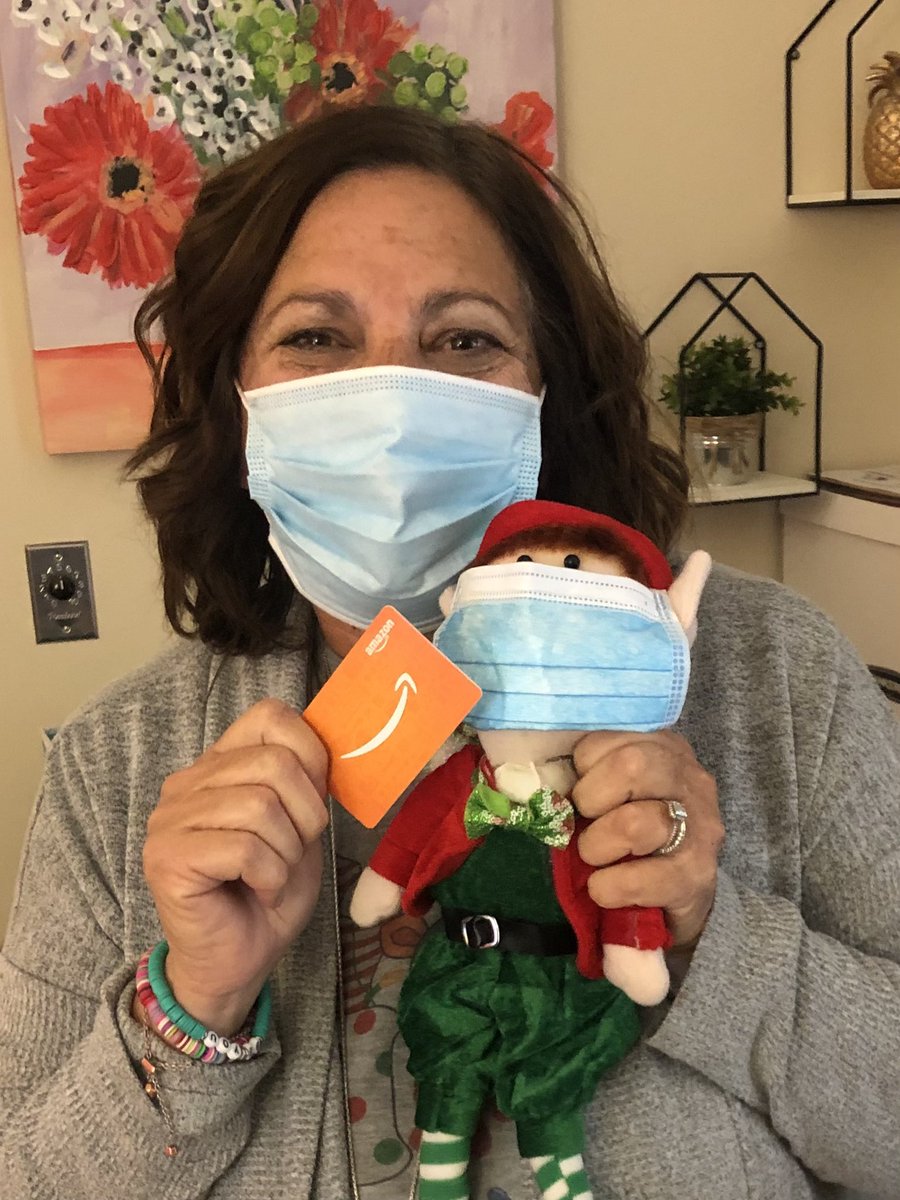 Happy 12 days of Holiday Cheer! Mrs. Allen was the first to find Timmy the @TimberviewMS elf and won an Amazon gift card!