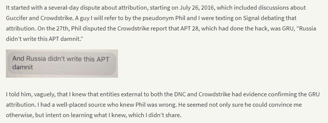 Same day of the Boone texts, Michael Adams starts a dispute with Wheeler about attribution of the July 22nd DNC leaks, then on the 27th he claims that "Russia didn't write this APT".  https://twitter.com/Techno_Fog/status/1334530153435820037