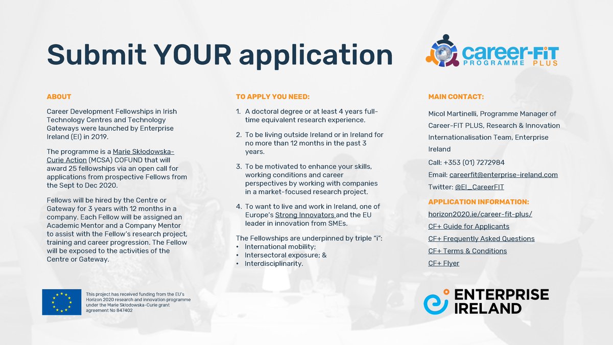 Lise_Ann_at_IMR's tweet image. @IMR_ie are busy supporting interested @EI_CareerFit PLUS candidates with their proposals. It&apos;s not too late! Opportunities remaining in some of our #Research &amp;amp; #Innovation thematic pillars for #CollaborativeResearch. Interested? Email info@imr.ie &amp;amp; ref: #CareerFIT) #MSCAjobalert