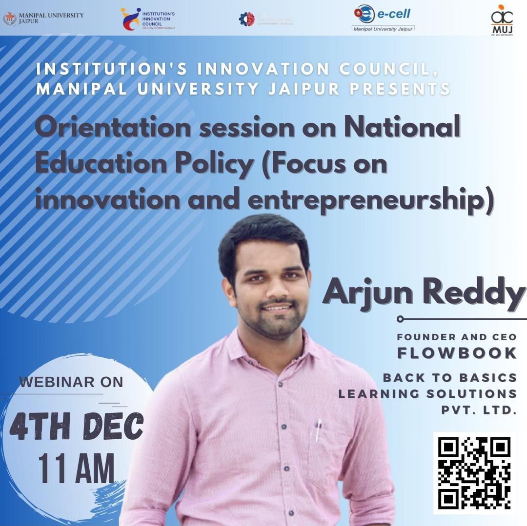 pathfinderarjun's tweet photo. Catch @pathfinderarjun, Founder &amp; CEO, @Flowbook2 interact with faculty and students of @Jaipur_Manipal on National Education Policy with an emphasis on innovation and entrepreneurship. 
https://t.co/Gc6MYdEYLy
#NEP2020 #manipal #flowbook https://t.co/v5SmFQ3iWW