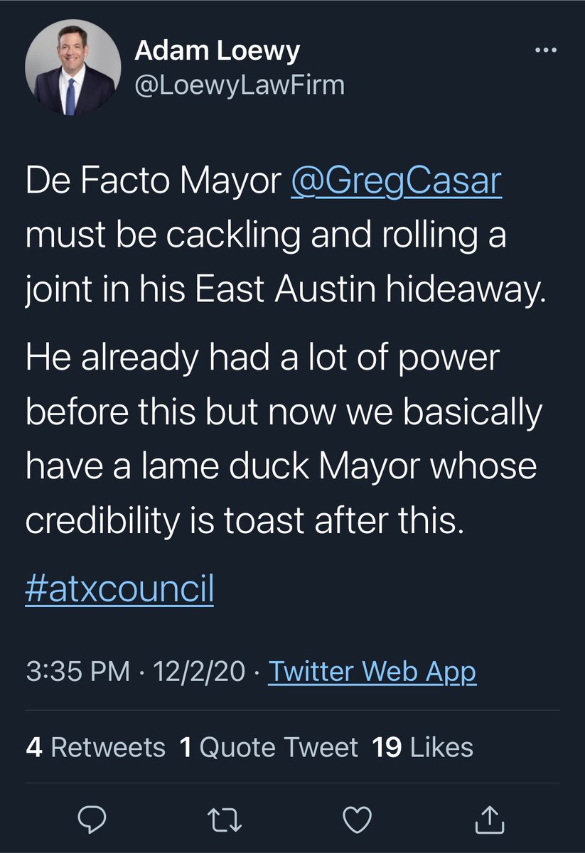 I see <a href="/LoewyLawFirm/">Adam Loewy</a> deleted his racist dog whistle tweet about a sitting City Council Member. I figured that would happen once he was called on his racism, but sorry man, that’s not how the internet works. Here’s what he said, for posterity.