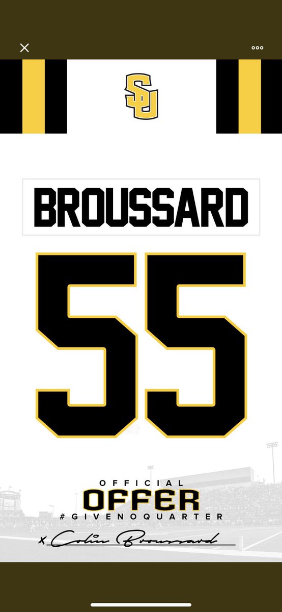 Appreciate <a href="/CoachTRoss/">Tom Ross</a> and <a href="/SUPiratesFB/">Southwestern FB</a> for sending the graphic with their official offer to continue my football career.
