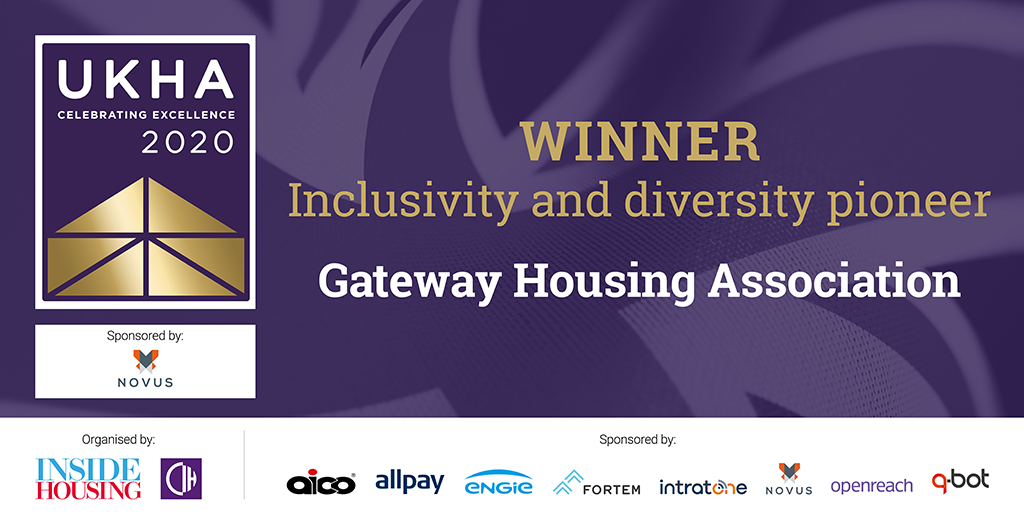 The winner of the inclusivity and diversity pioneer award sponsored by <a href="/_NovusSolutions/">Novus Property Solutions</a> is <a href="/GatewayHousing/">Gateway Housing</a>. Congratulations! #UKHA2020