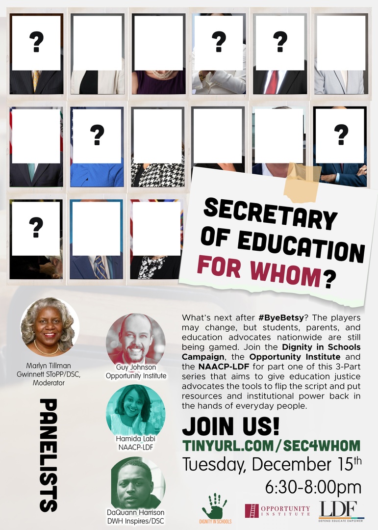 akonadi_oakland's tweet photo. Register for @DignityinSchool's event on Dec. 15 with @opportunityorg and @NAACP_LDF called 'Secretary of Ed for Whom?' https://t.co/qBPCVS6ZtT
#SecofEd #Education https://t.co/lQMYGTP11D