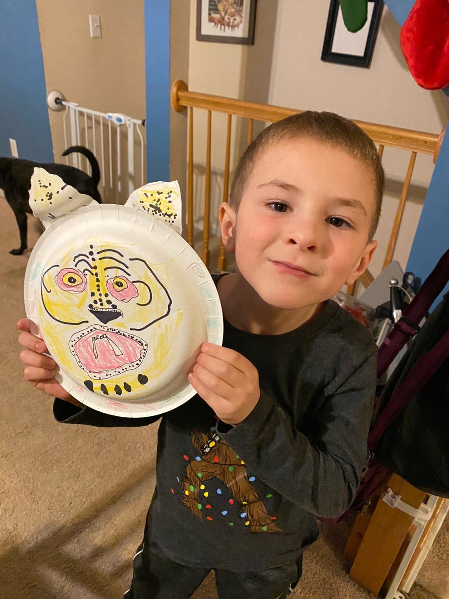 Many parents have shared that art class with Mrs. Odom is such a welcomed part of their child's week.  She creates such a lovely, calm space to be creative.  Max is full of JHES pride as he shares his Jaguar mask that he created in art class.  Thanks Max and Mrs. Odom!