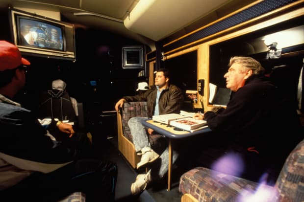 If you're in the generation that knows Madden from the video game you'll scoff, but what really amazed us was he had a TV and VCR right there on the bus. He'd be on the way to San Francisco and watching all the 49ers' games to prepare. An amazing technological innovation. (11/13)