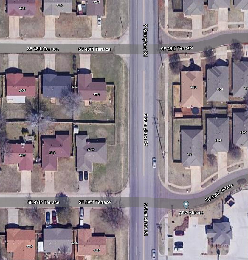 Here's an example of an unmarked crosswalk, SE 48th (and 49th) at SunnyLane - where one road aligns and continues on the opposite side. So although there's no paint, it's legally an unmarked crosswalk where drivers must yield to pedestrians.