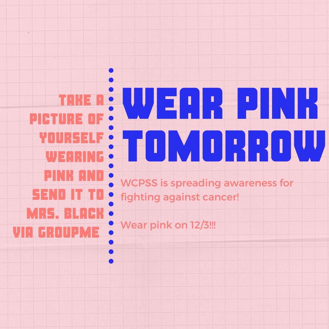 KeyClubHSHS's tweet image. Recieve 15 minutes of service for wearing pink! Let’s raise awareness for fighting against cancer!